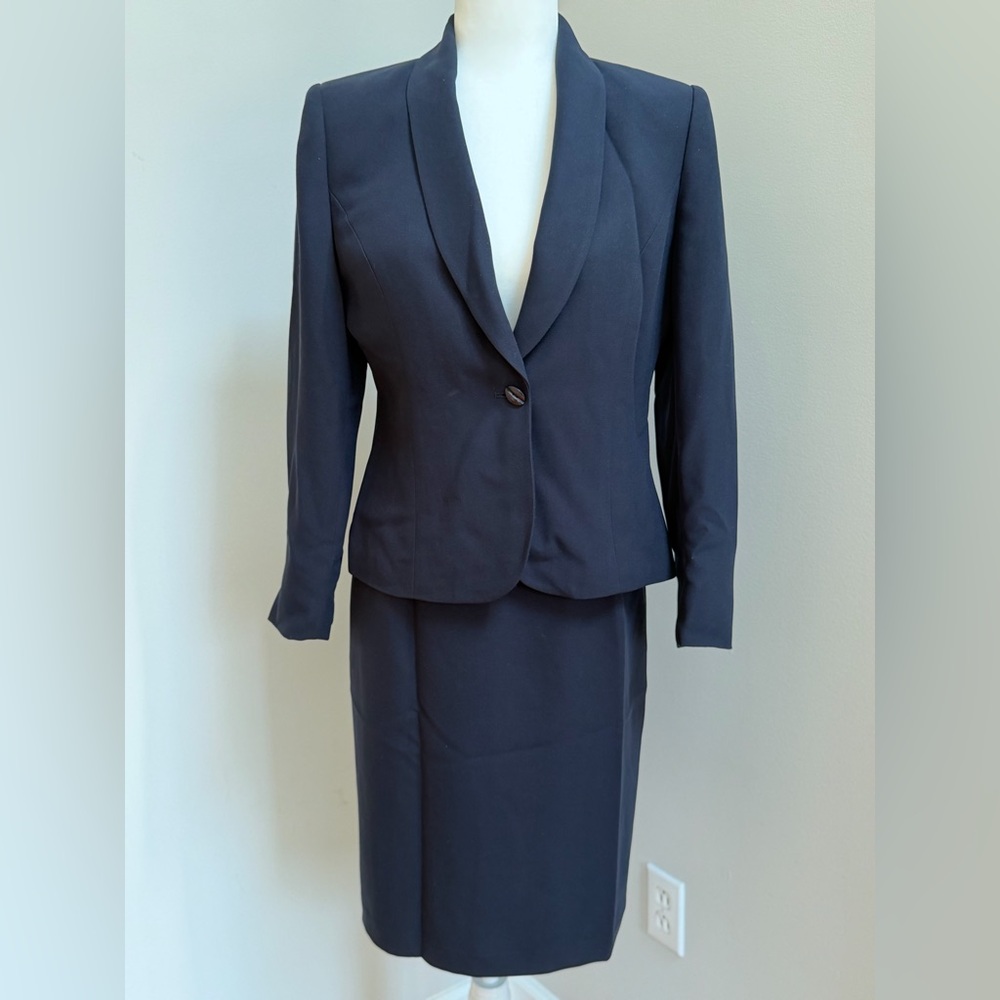 Kasper Navy Petite Women's Skirt Suit Blazer and Lined Skirt